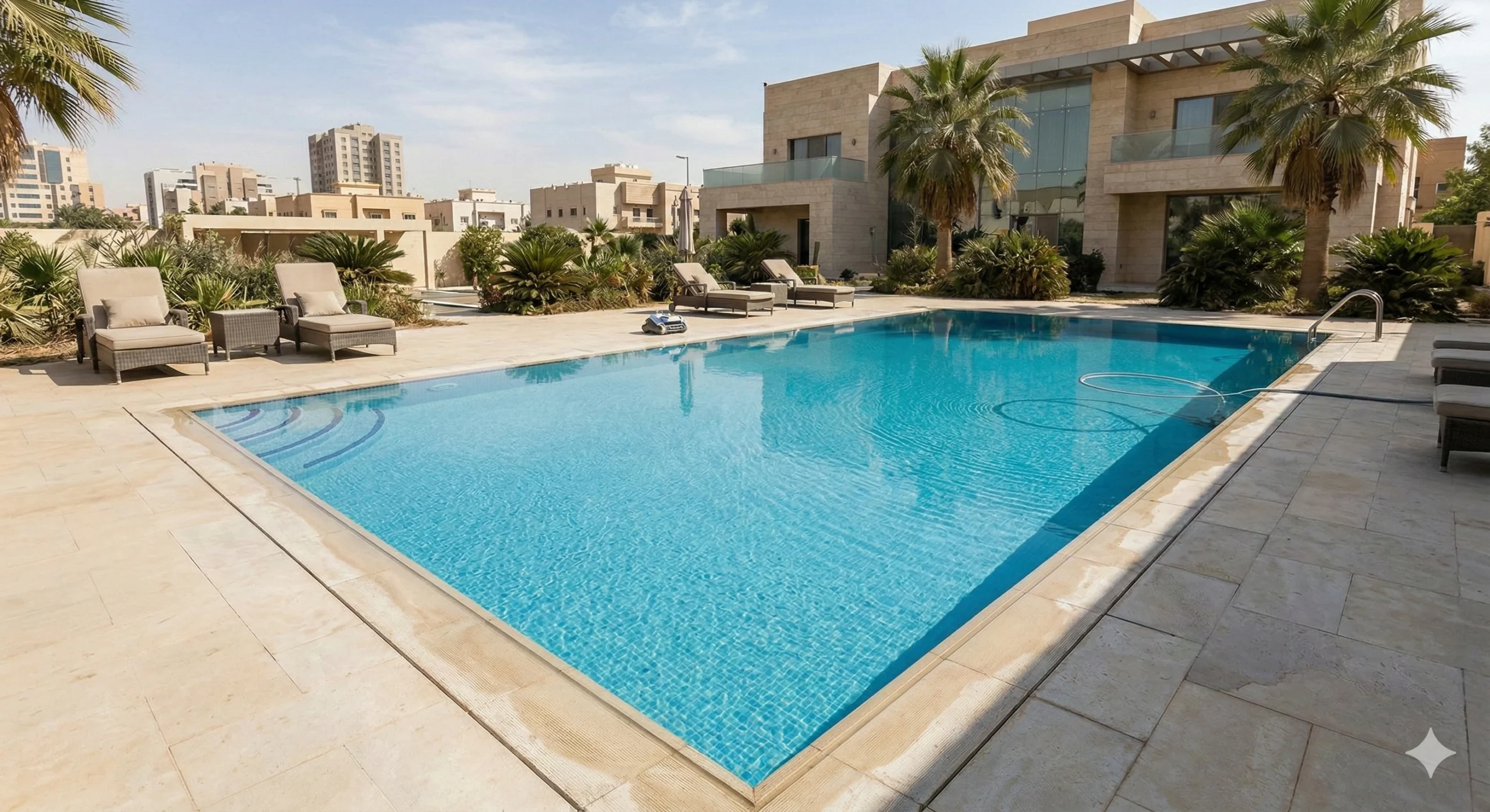 المسبح بعد التنظيف