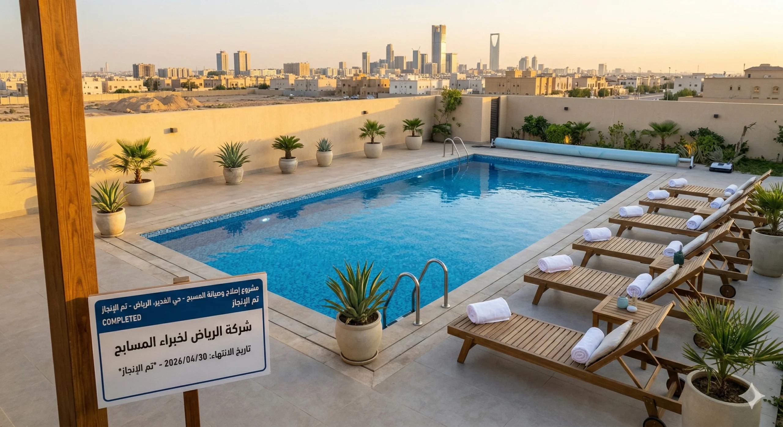 المسبح بعد التنظيف