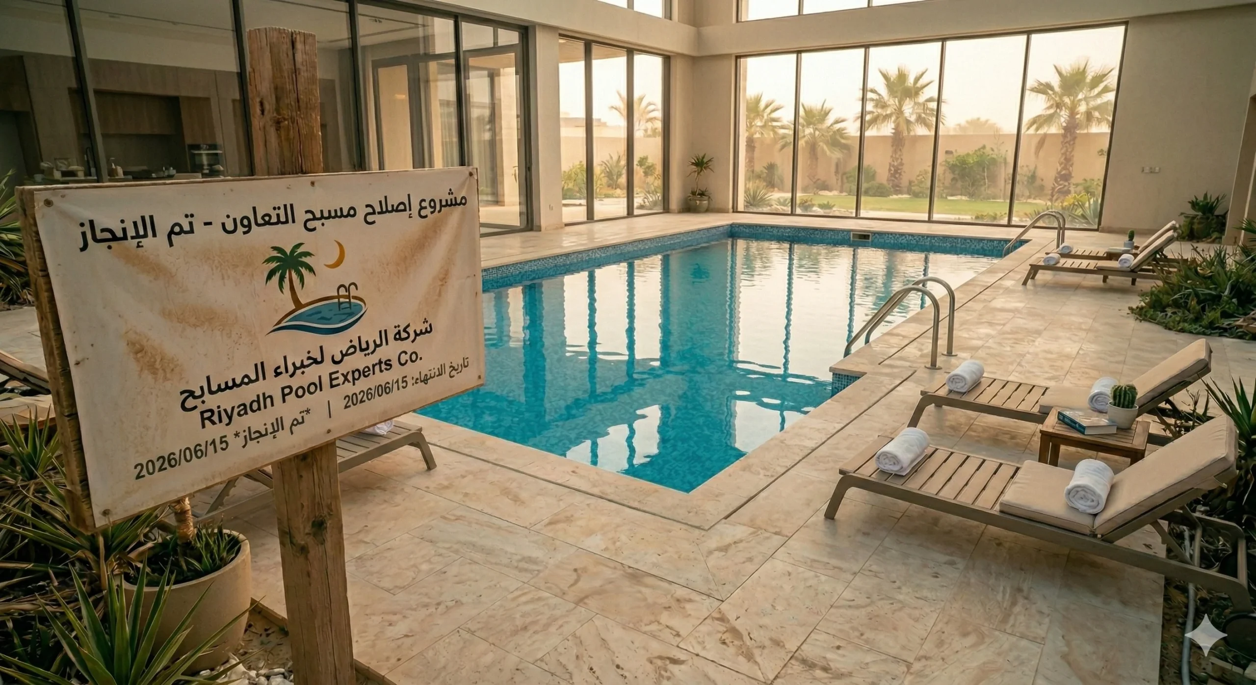 المسبح بعد التنظيف