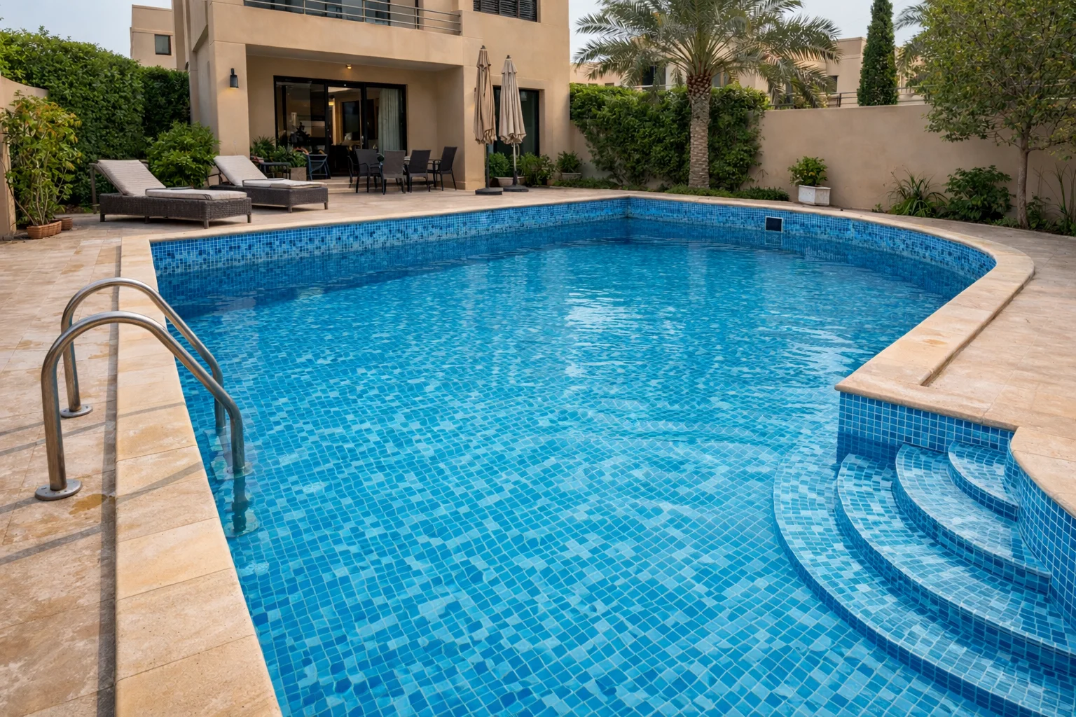 المسبح بعد التنظيف