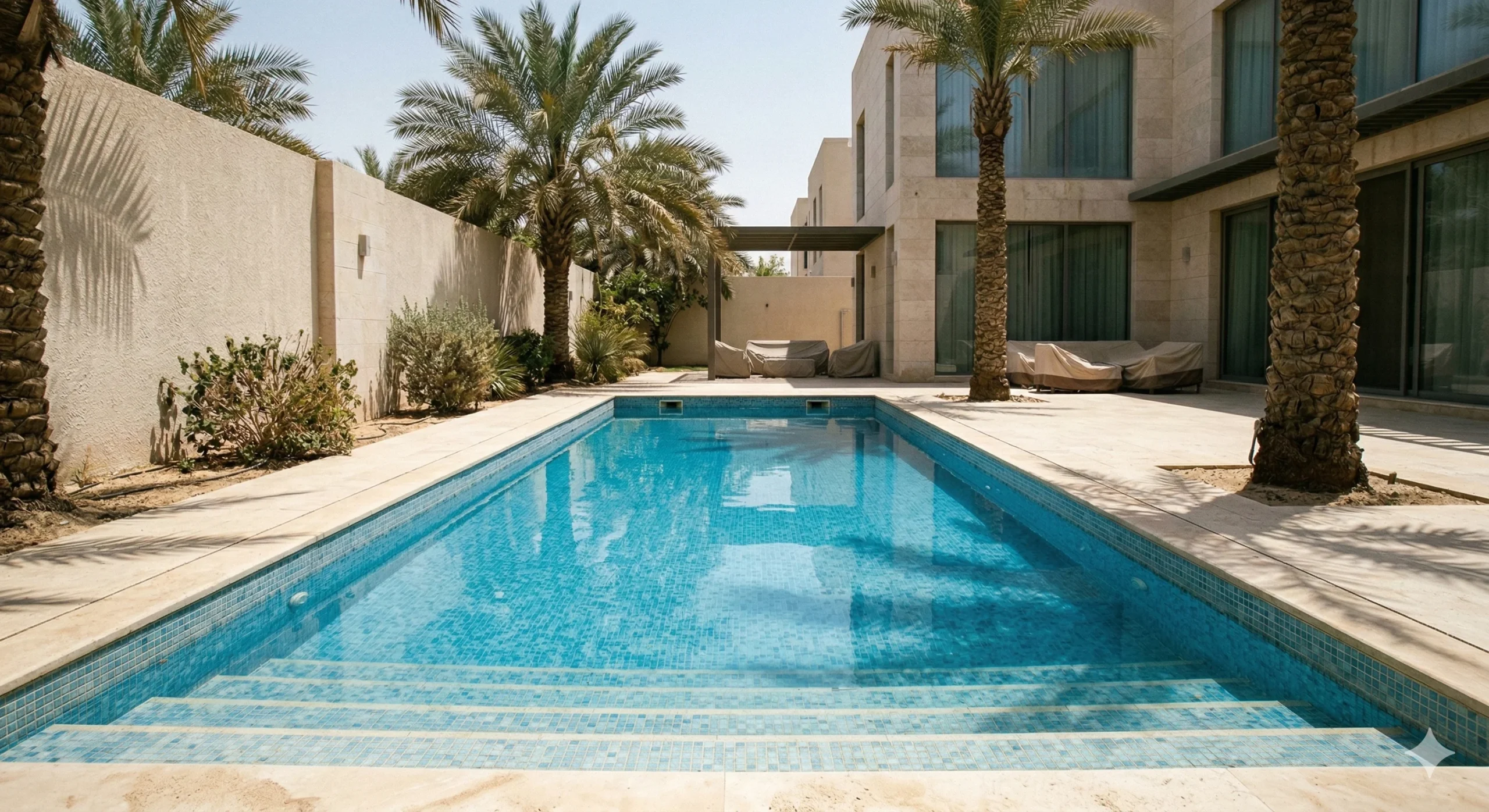 المسبح بعد التنظيف