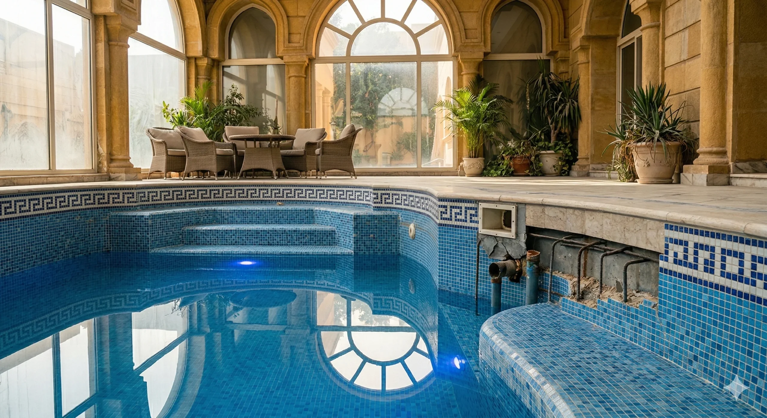 المسبح بعد التنظيف