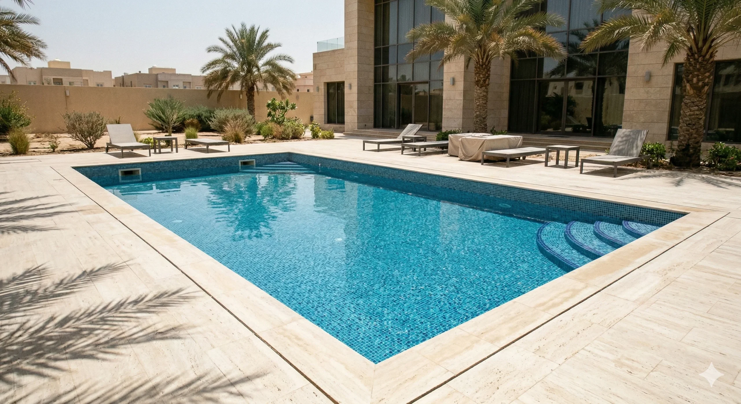 المسبح بعد التنظيف