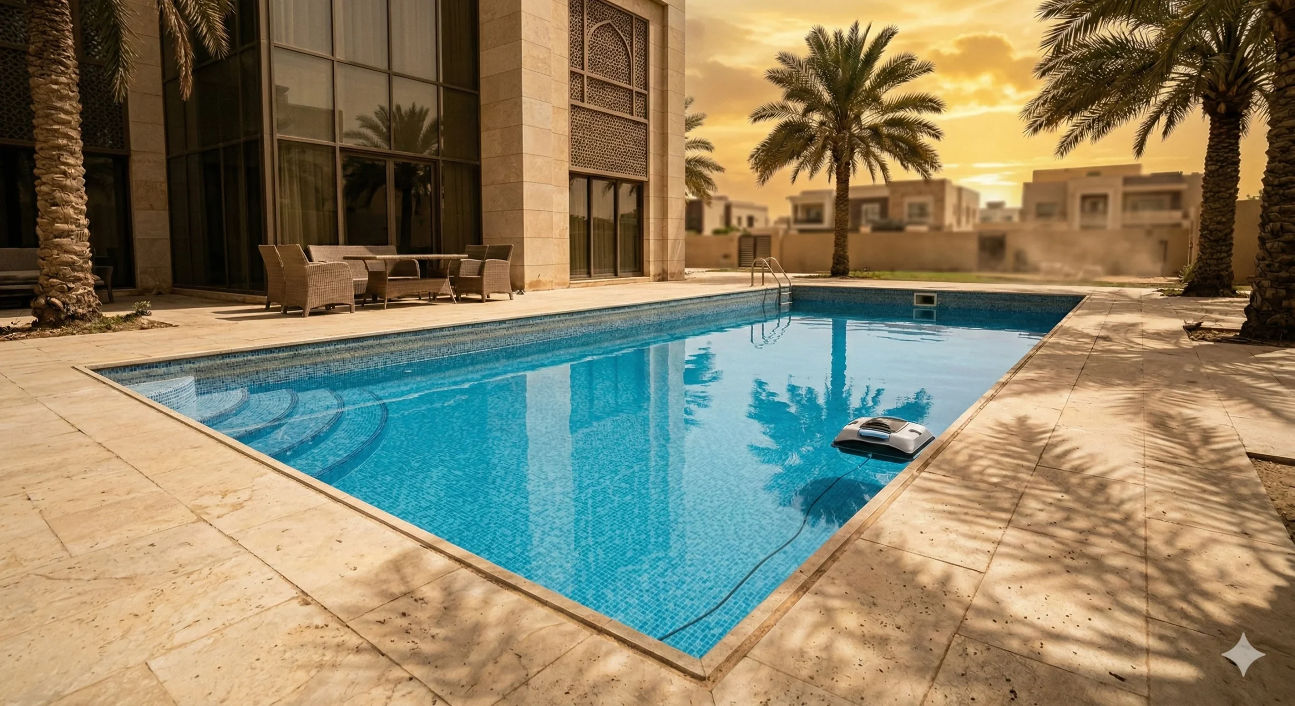 المسبح بعد التنظيف