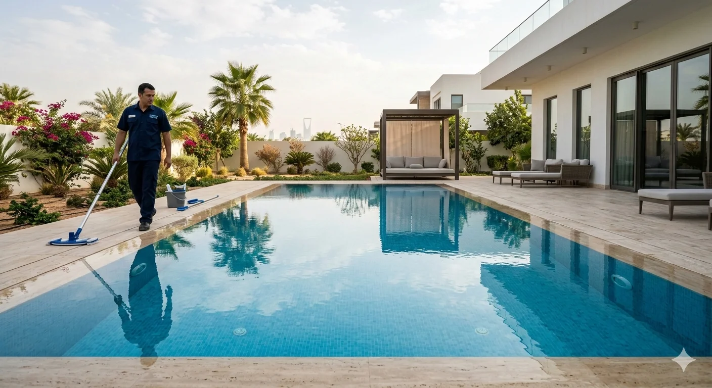 المسبح بعد التنظيف