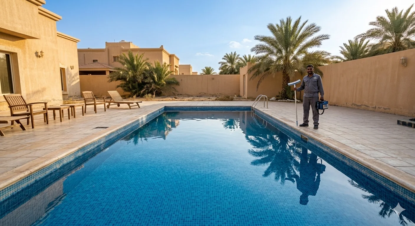 المسبح بعد التنظيف