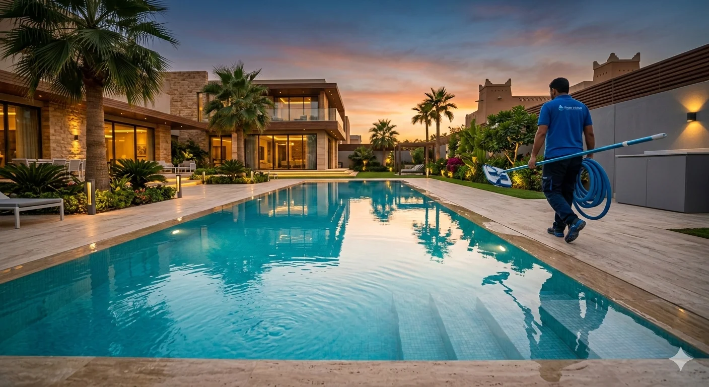 المسبح بعد التنظيف