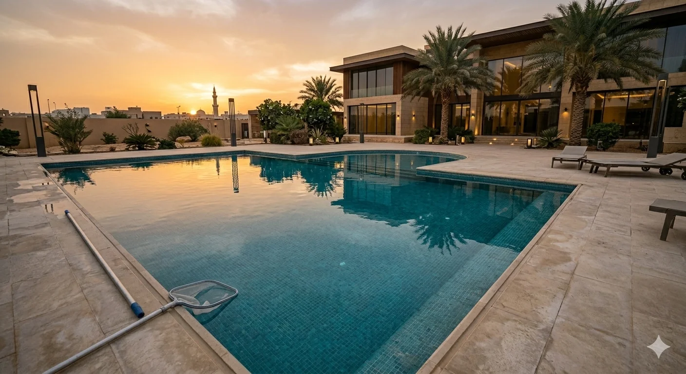 المسبح بعد التنظيف