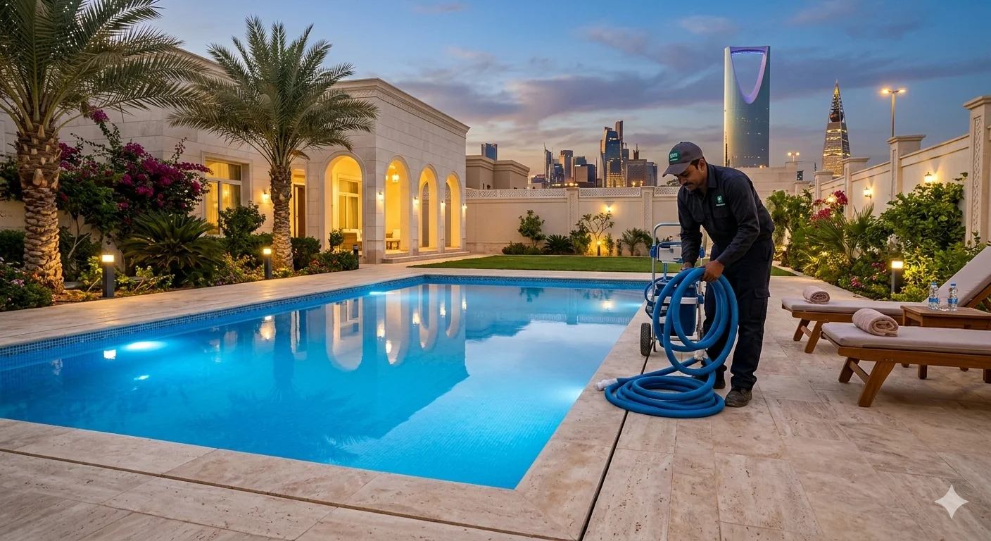 المسبح بعد التنظيف