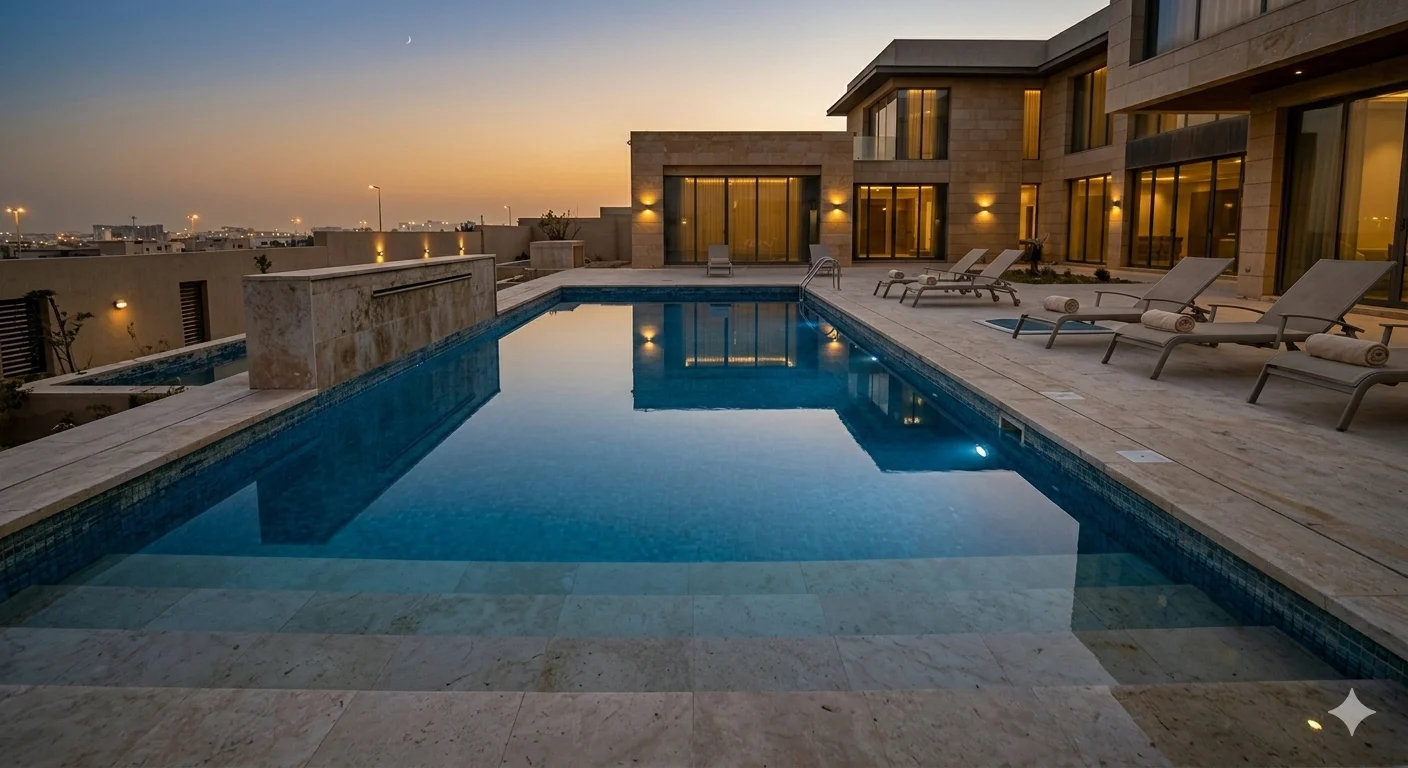 المسبح بعد التنظيف