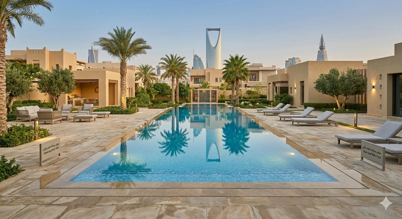 المسبح بعد التنظيف