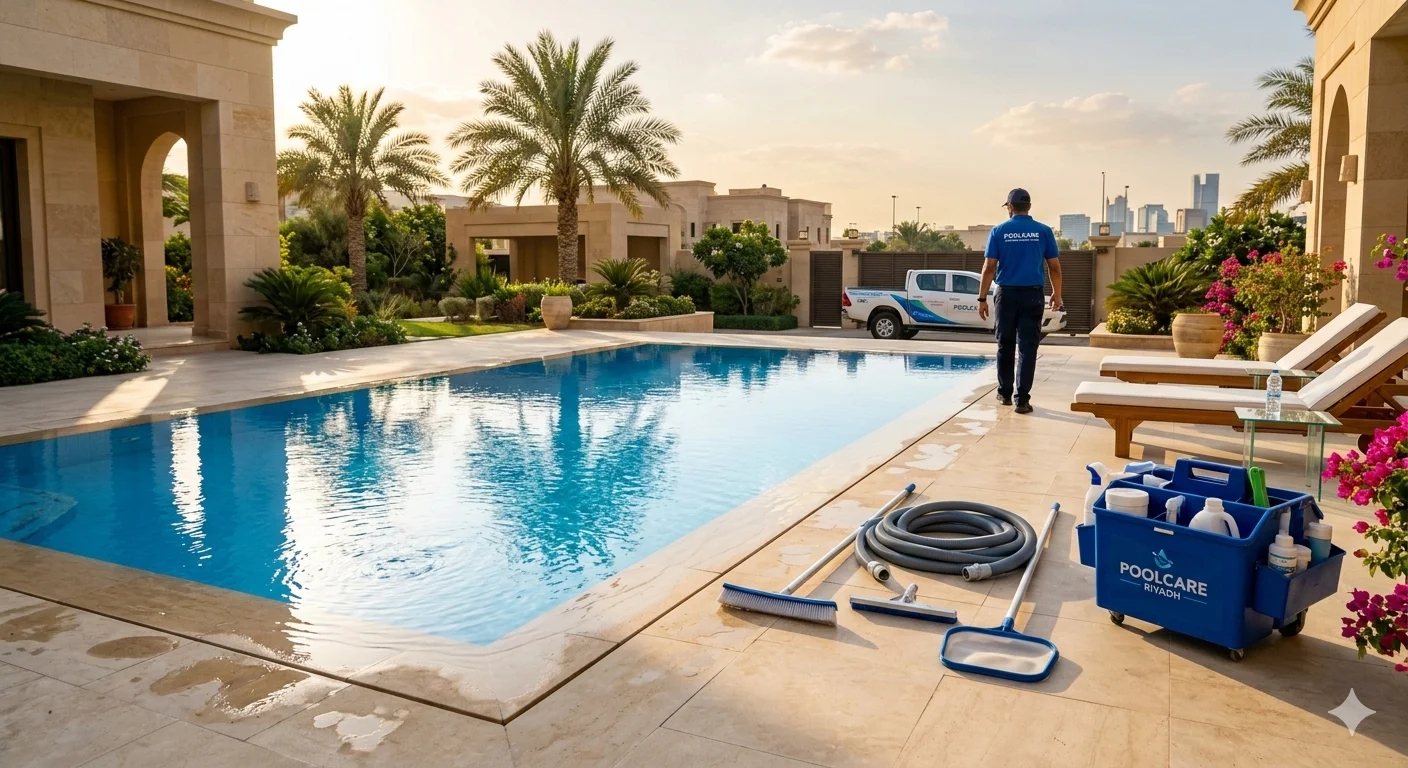 المسبح بعد التنظيف