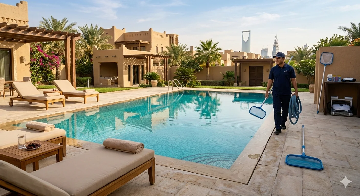 المسبح بعد التنظيف