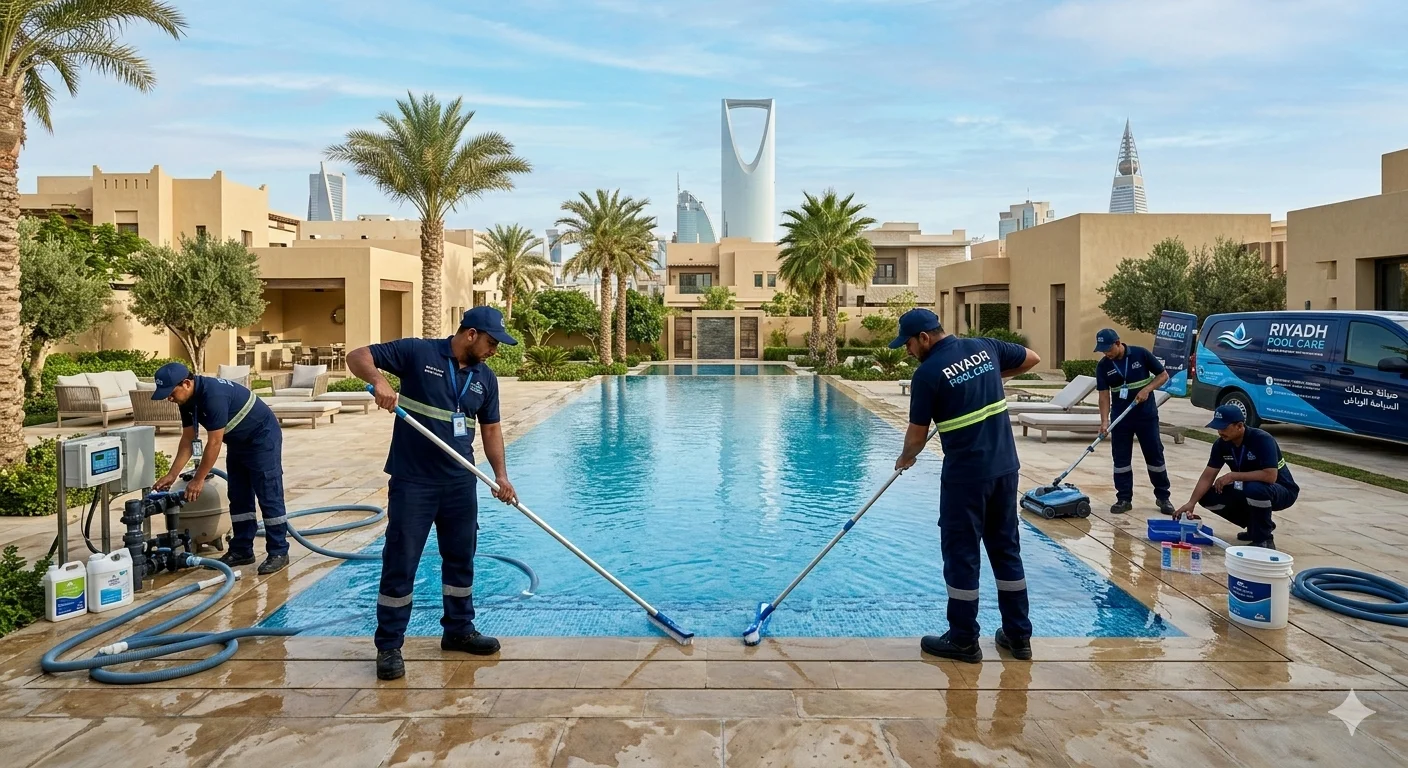 المسبح قبل التنظيف