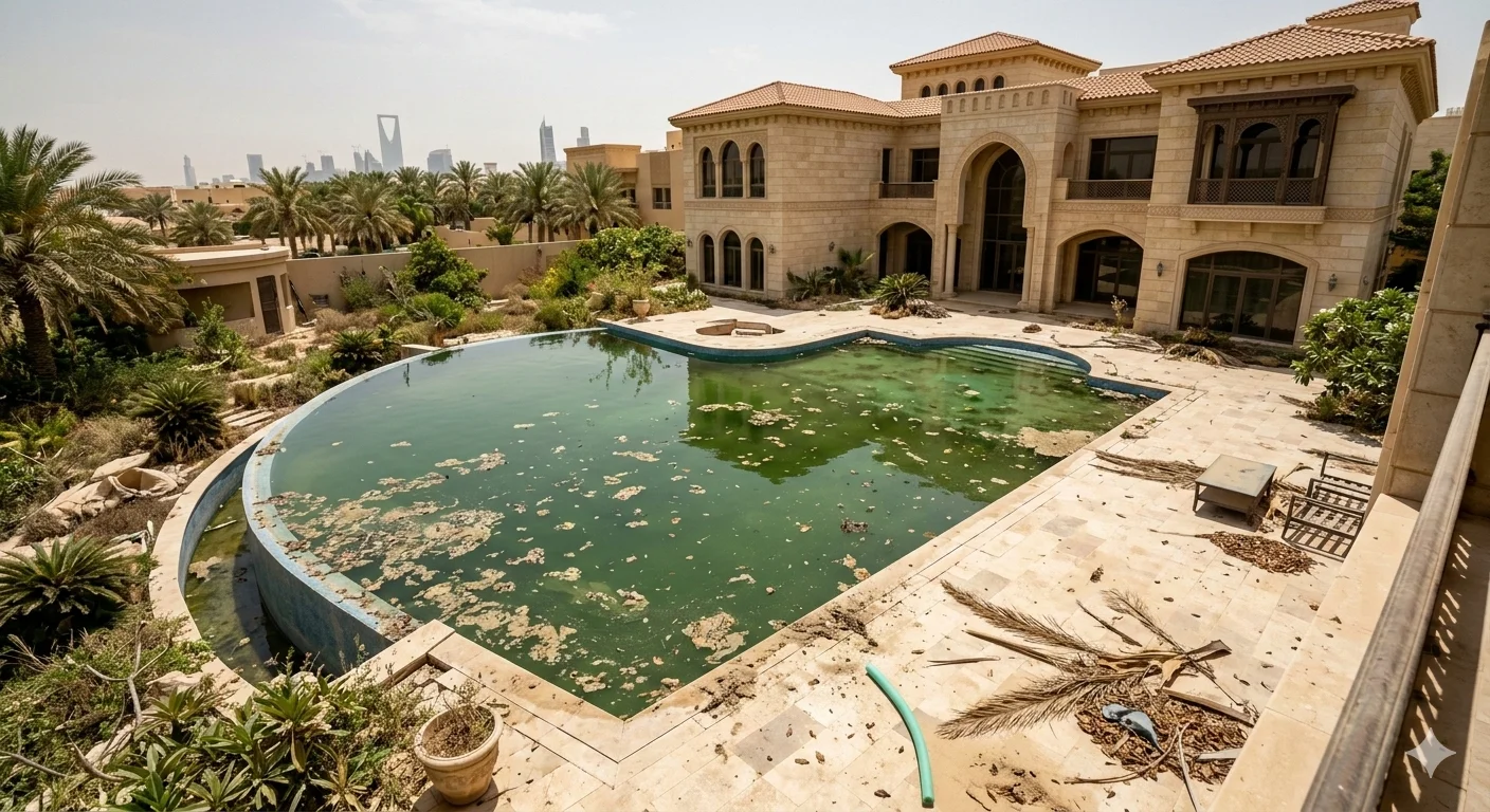 المسبح قبل التنظيف