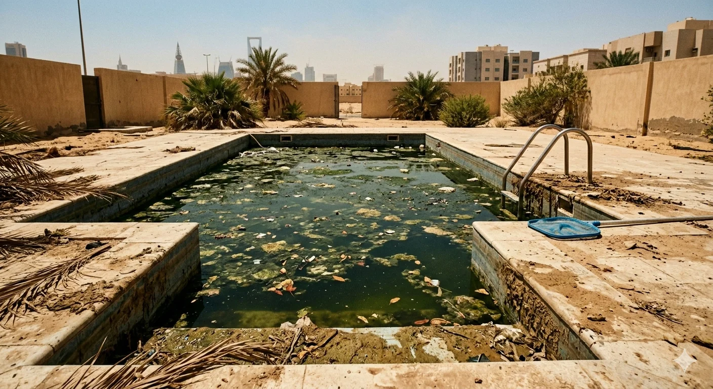 المسبح قبل التنظيف
