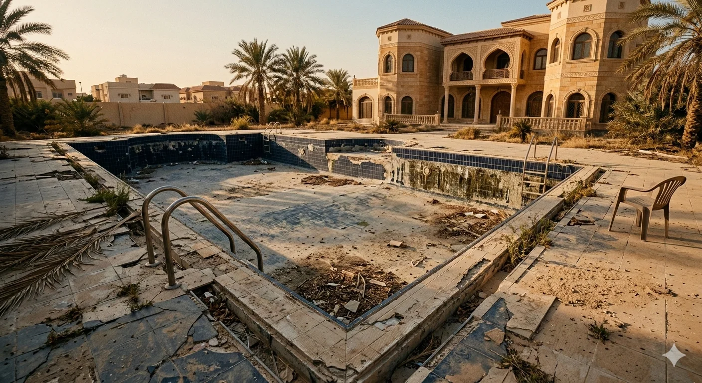 المسبح قبل التنظيف