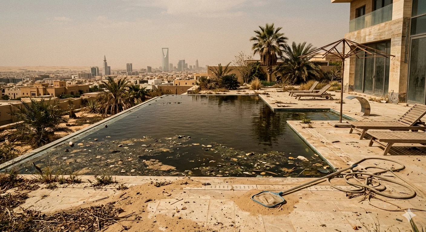 المسبح قبل التنظيف