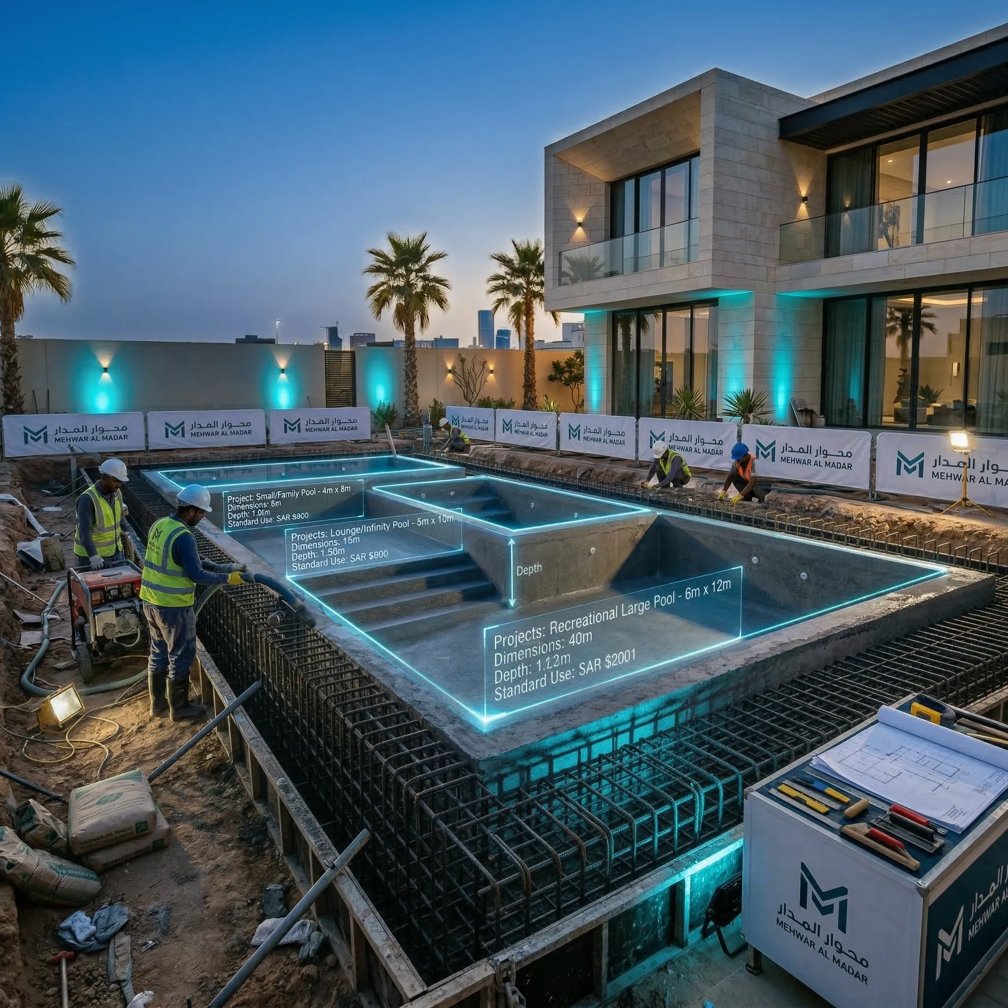 مقاسات المسابح المنزلية بالرياض